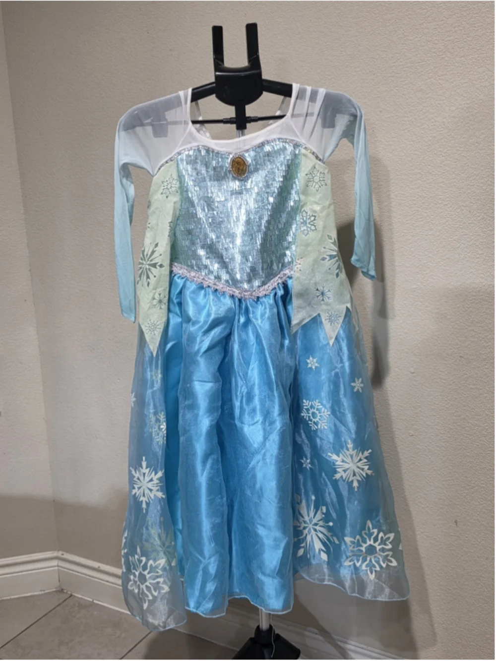 SET Dress and Shoes Disney Princess ELSA FROZEN Costume Cosplay Halloween Sz 10